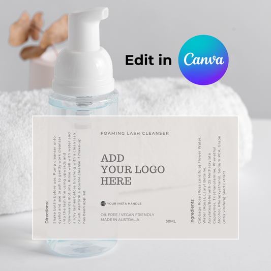 Editable Lash Cleanser Label Templates